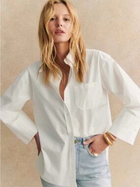 Sezane Bilma Shirt in Ecru. 100% Cotton Button-Down